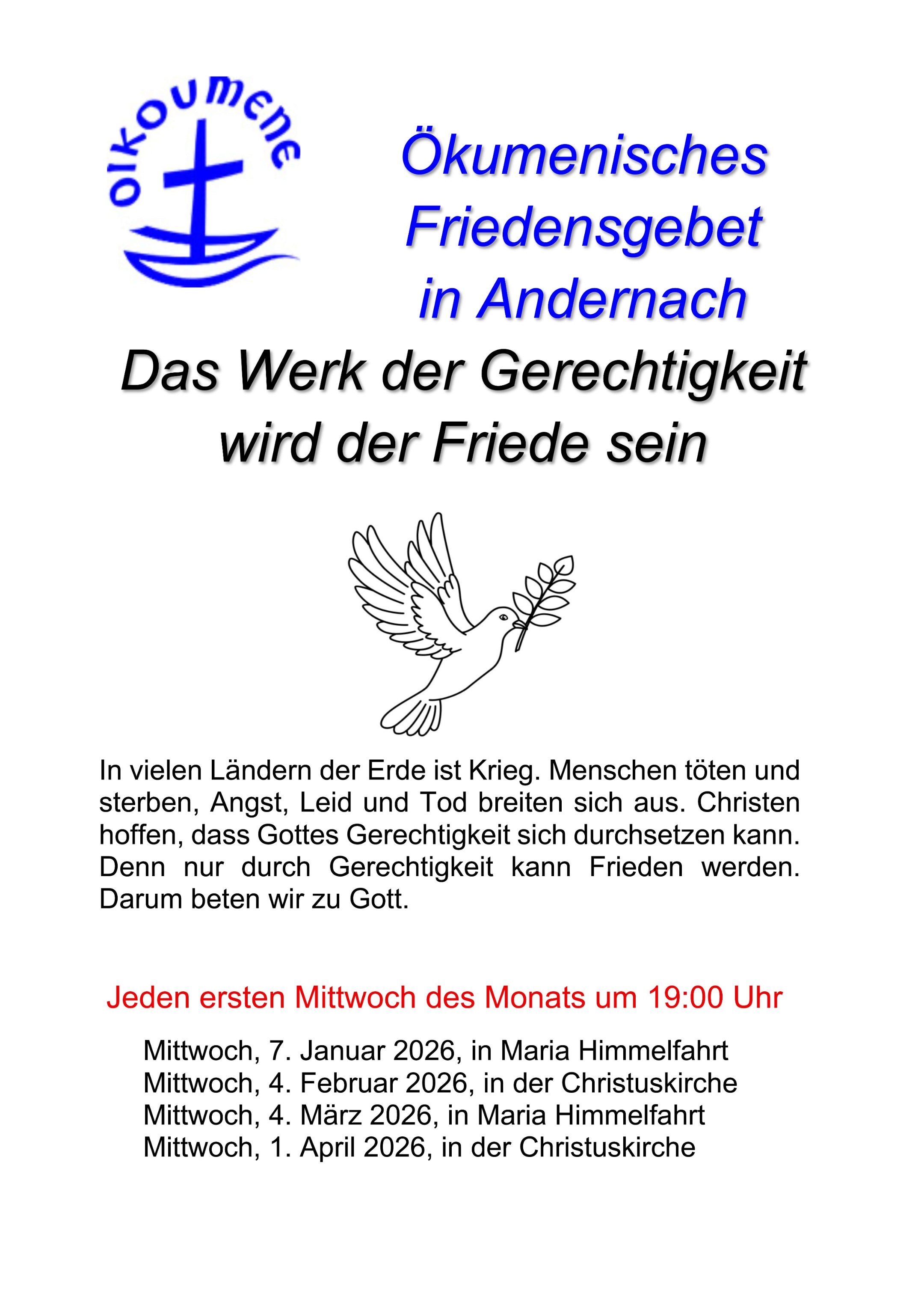 ACK Plakat Friedensgebet 2026