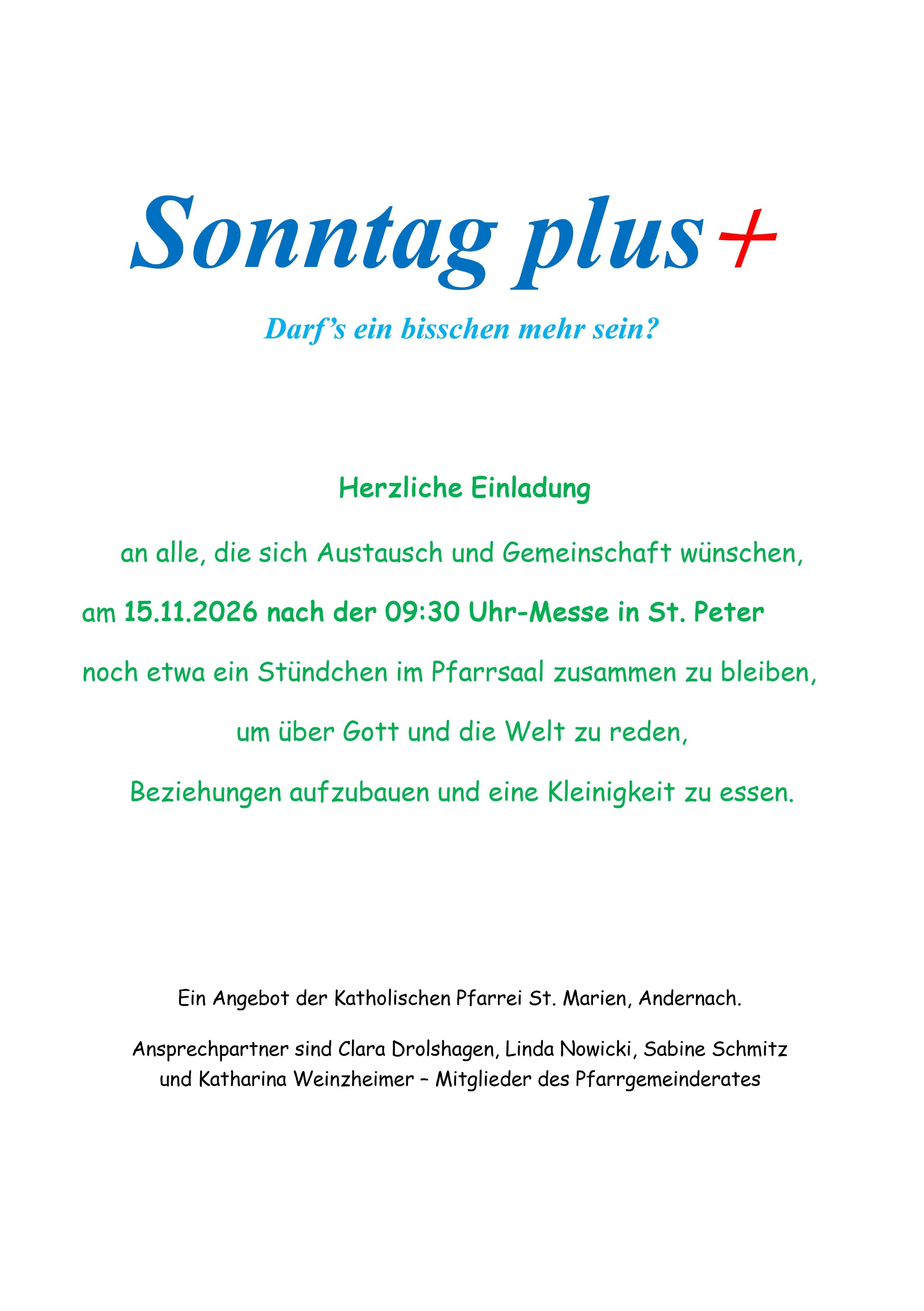 Einladung Sonntagplus+