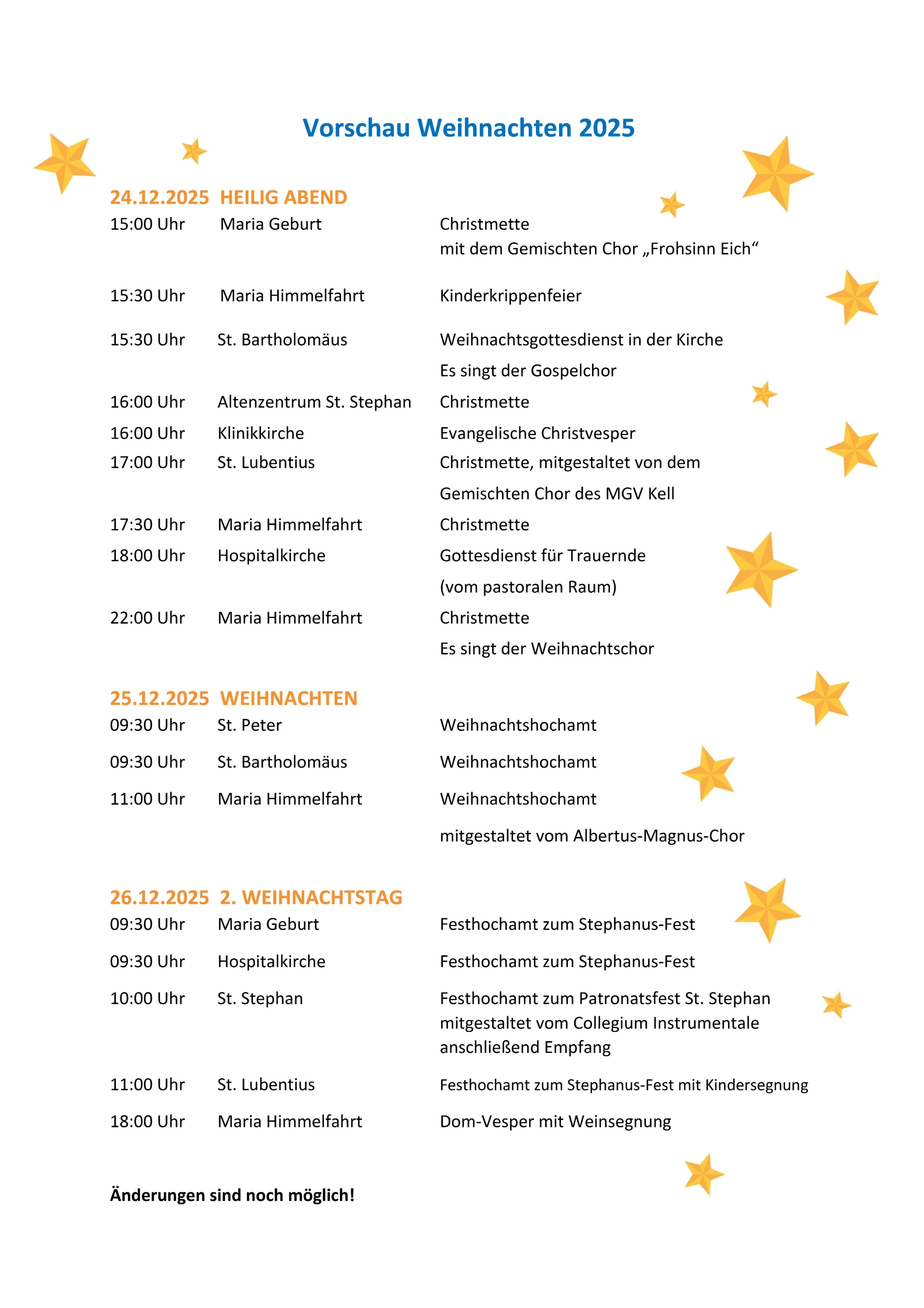 Vorschau Weihnachten 2025